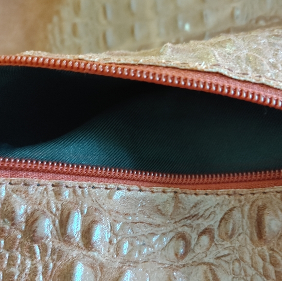 Anna Morellini Dark Red Suede Leather Crocodile Hobo Bag - Picture 10 of 16